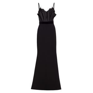 Badgley Mischka Embellished Fan-Bodice Gown